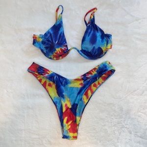 tie die two piece bikini